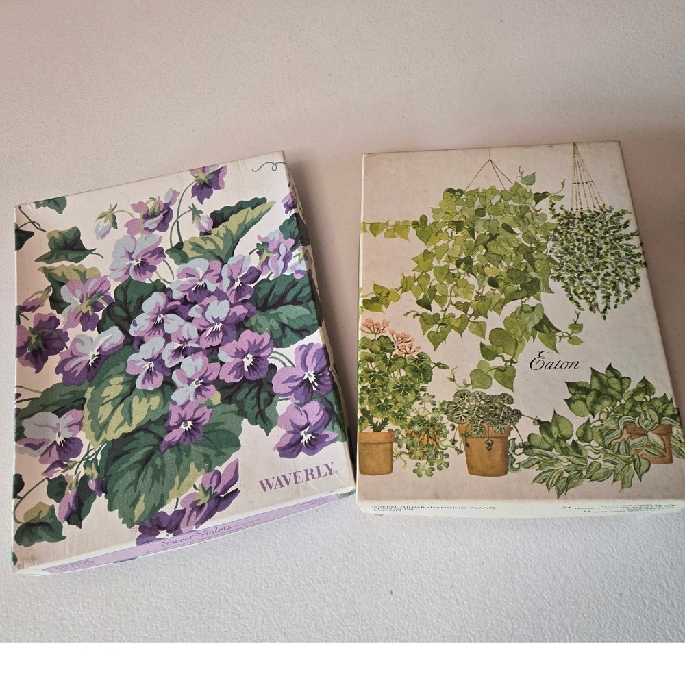 Vintage Botanical Stationery Lot Waverly Sweet Violets Eaton Houseplants Floral